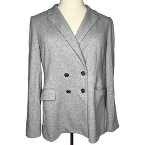 Soft Surroundings women's light grey cotton blazer jacket front pockets L